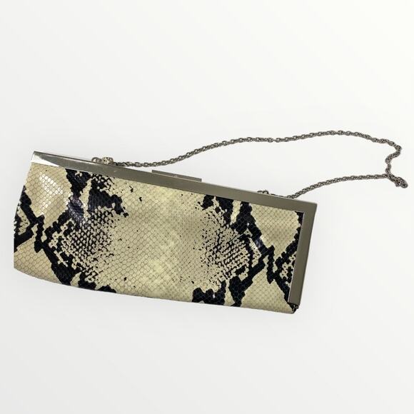 Calvin Klein Handbag Snakeskin Clutch Chain Strap - Picture 1 of 8